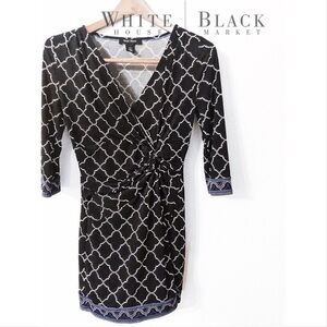 White House Black Market quatrefoil wrap tunic
